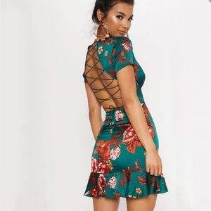 Pretty little thing green floral dress